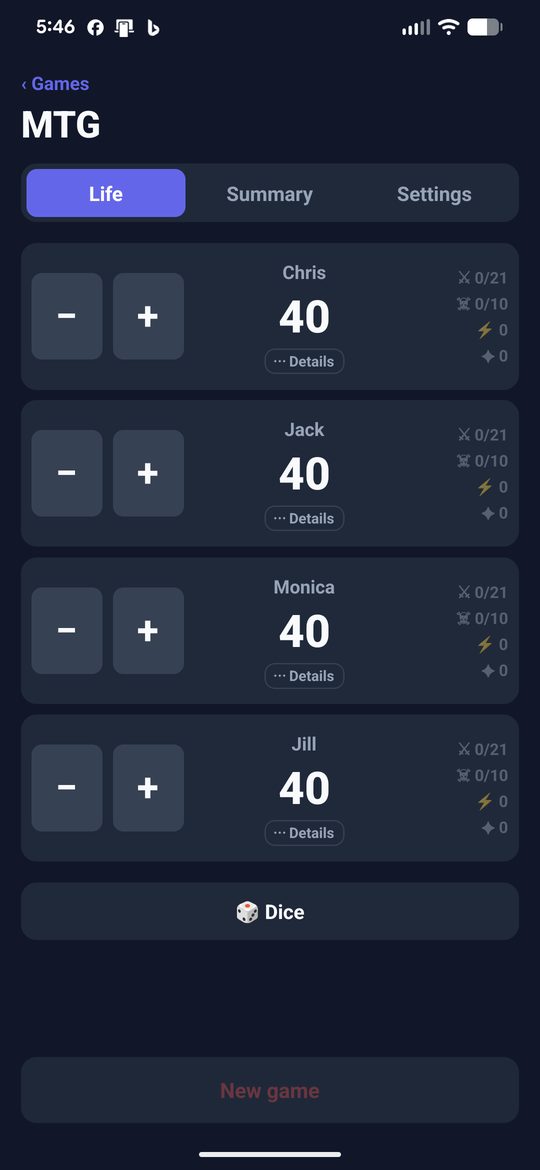 Commander life totals